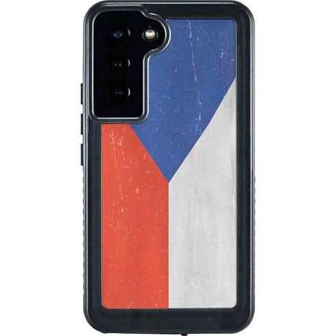 Czech Republic Flag Distressed Galaxy S23 Plus Waterproof Case