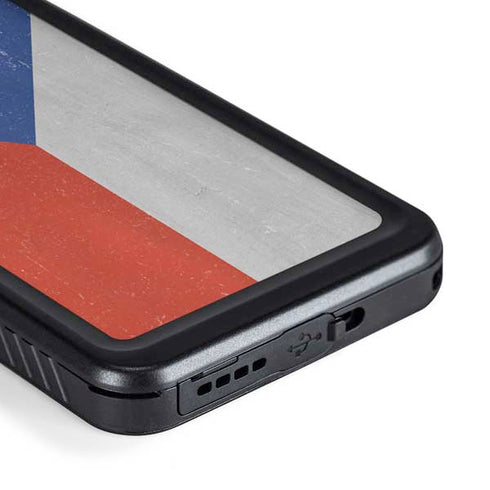 Czech Republic Flag Distressed Galaxy S23 Plus Waterproof Case