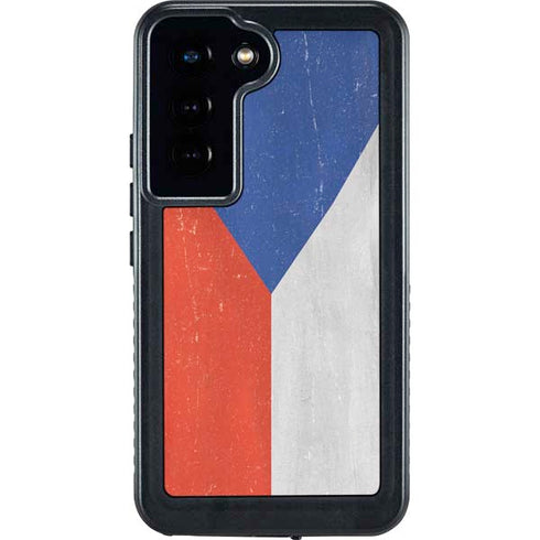Czech Republic Flag Distressed Galaxy S23 Waterproof Case