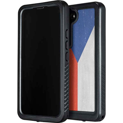 Czech Republic Flag Distressed Galaxy S23 Waterproof Case