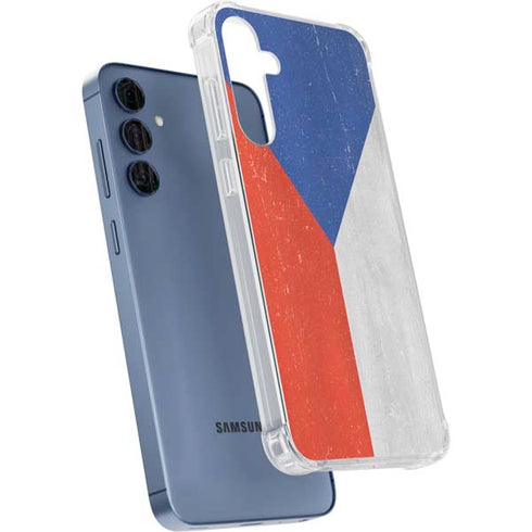 Czech Republic Flag Distressed Galaxy S24 Clear Case