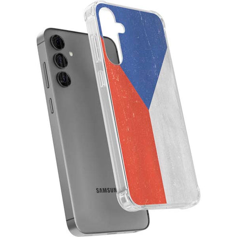 Czech Republic Flag Distressed Galaxy S24 Plus Clear Case