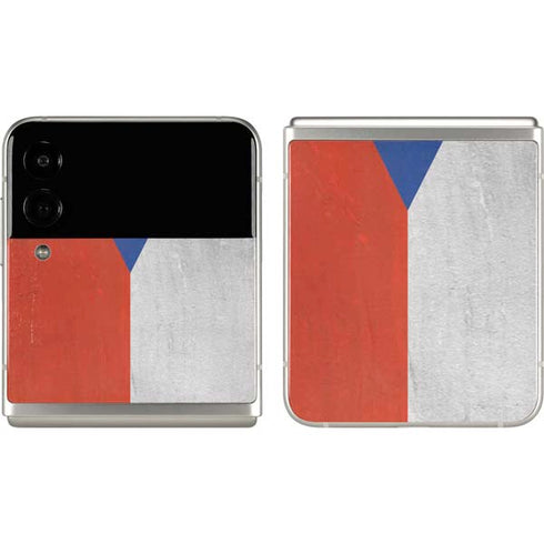 Czech Republic Flag Distressed Galaxy Z Flip3 5G Skin