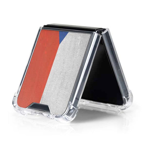 Czech Republic Flag Distressed Galaxy Z Flip5 5G Clear Case