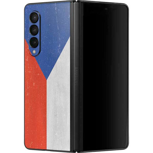 Czech Republic Flag Distressed Galaxy Z Fold3 5G Skin