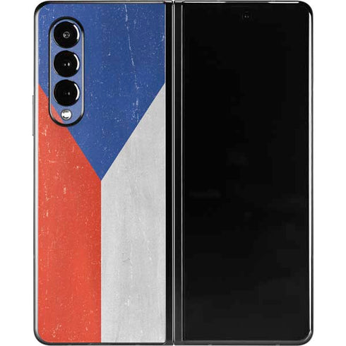 Czech Republic Flag Distressed Galaxy Z Fold3 5G Skin