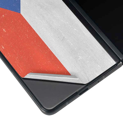 Czech Republic Flag Distressed Galaxy Z Fold3 5G Skin