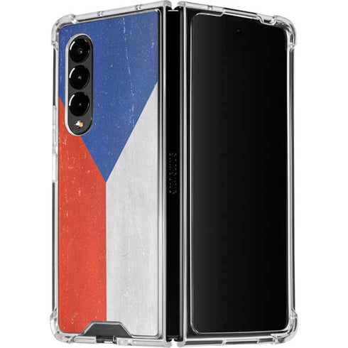 Czech Republic Flag Distressed Galaxy Z Fold4 5G Clear Case