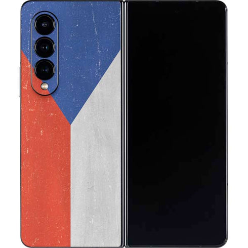 Czech Republic Flag Distressed Galaxy Z Fold4 5G Skin