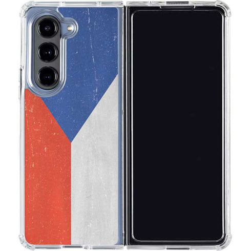 Czech Republic Flag Distressed Galaxy Z Fold5 5G Clear Case