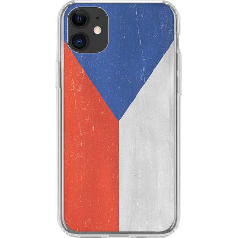 Czech Republic Flag Distressed iPhone 11 Clear Case