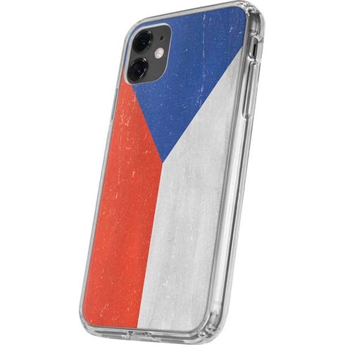 Czech Republic Flag Distressed iPhone 11 Clear Case