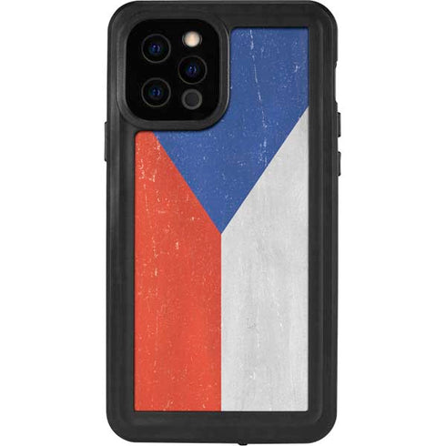 Czech Republic Flag Distressed iPhone 12 Pro Waterproof Case