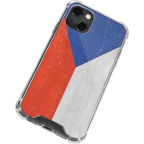 Czech Republic Flag Distressed iPhone 13 Mini Clear Case