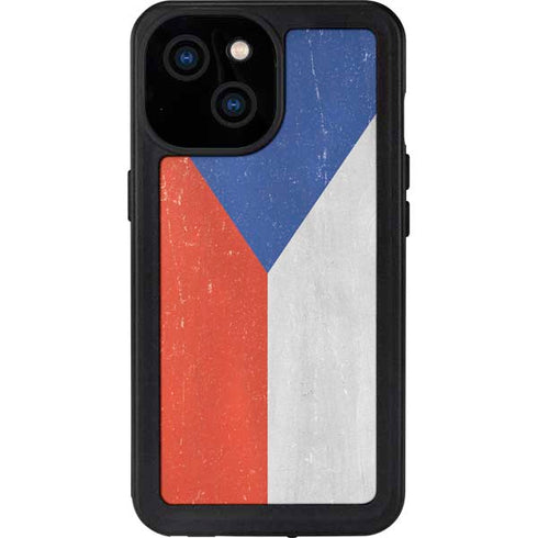 Czech Republic Flag Distressed iPhone 13 Mini Waterproof Case
