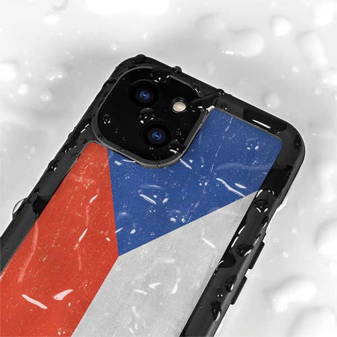 Czech Republic Flag Distressed iPhone 13 Mini Waterproof Case