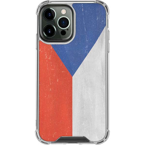 Czech Republic Flag Distressed iPhone 13 Pro Max Clear Case