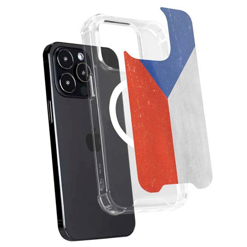 Czech Republic Flag Distressed iPhone 13 Pro Max MagSafe Case