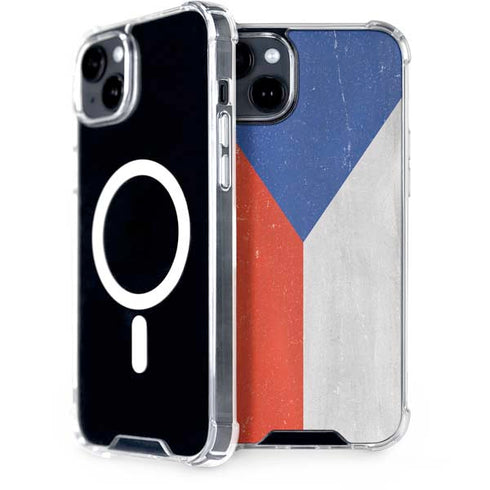 Czech Republic Flag Distressed iPhone 14 Plus MagSafe Case