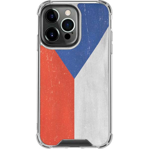 Czech Republic Flag Distressed iPhone 14 Pro Clear Case