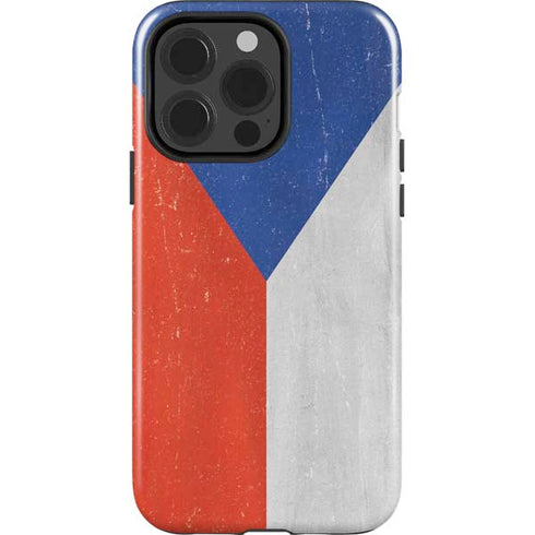 Czech Republic Flag Distressed iPhone 14 Pro Impact Case