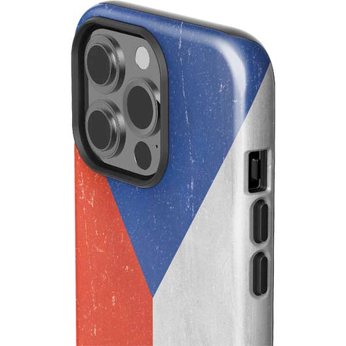 Czech Republic Flag Distressed iPhone 14 Pro Impact Case