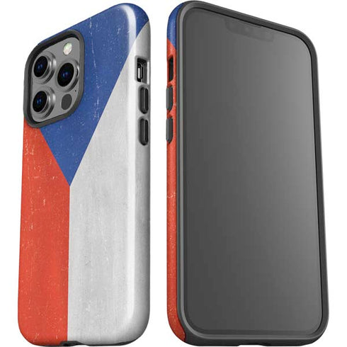 Czech Republic Flag Distressed iPhone 14 Pro Impact Case