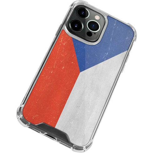 Czech Republic Flag Distressed iPhone 14 Pro Max Clear Case