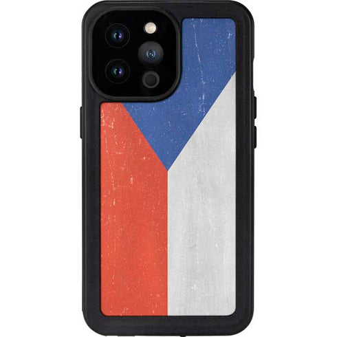 Czech Republic Flag Distressed iPhone 14 Pro Max Waterproof Case