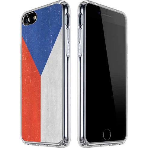 Czech Republic Flag Distressed iPhone SE (2nd & 3rd Gen) Clear Case