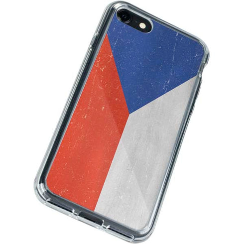 Czech Republic Flag Distressed iPhone SE (2nd & 3rd Gen) Clear Case