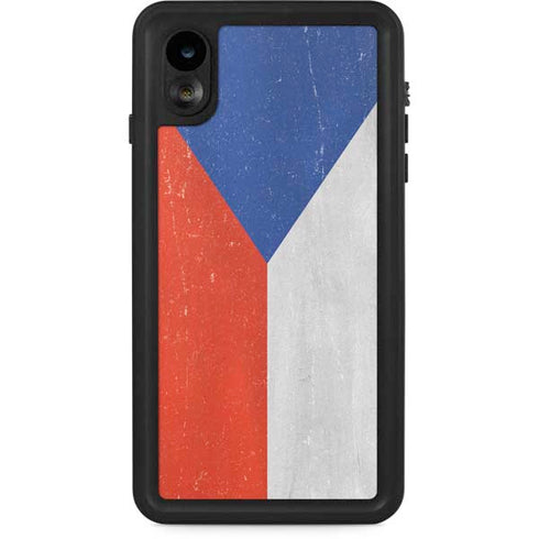 Czech Republic Flag Distressed iPhone XR Waterproof Case