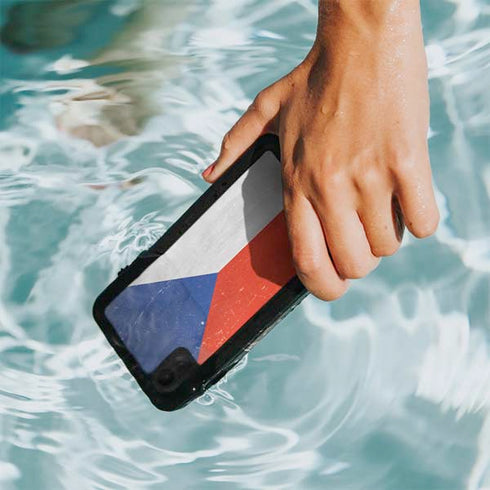 Czech Republic Flag Distressed iPhone XR Waterproof Case