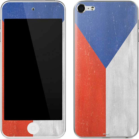 Czech Republic Flag Distressed Apple iPod Skin
