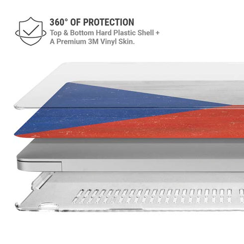 Czech Republic Flag Distressed MacBook Pro 15in (2016-19) Case plus Skin