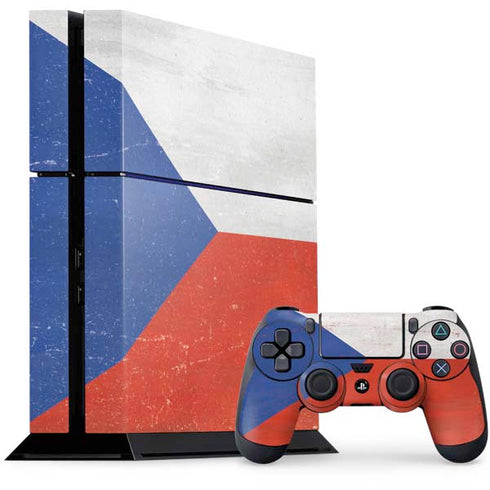 Czech Republic Flag Distressed PS4 Console and Controller Bundle Skin