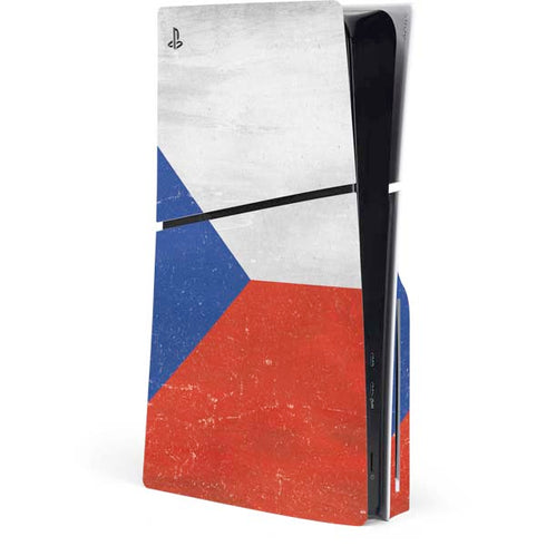 Czech Republic Flag Distressed PS5 Slim Disk Console Skin