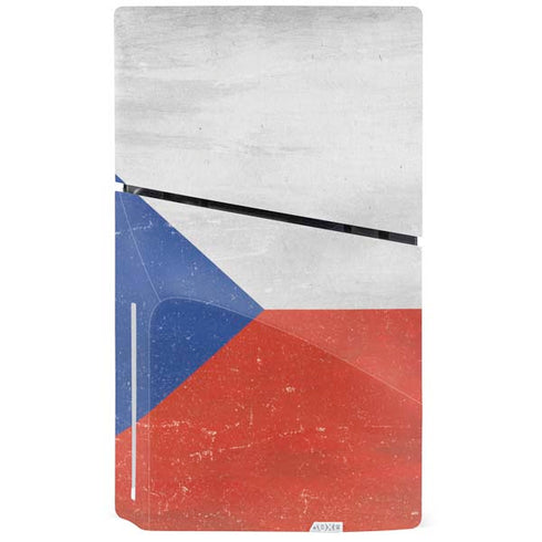 Czech Republic Flag Distressed PS5 Slim Disk Console Skin