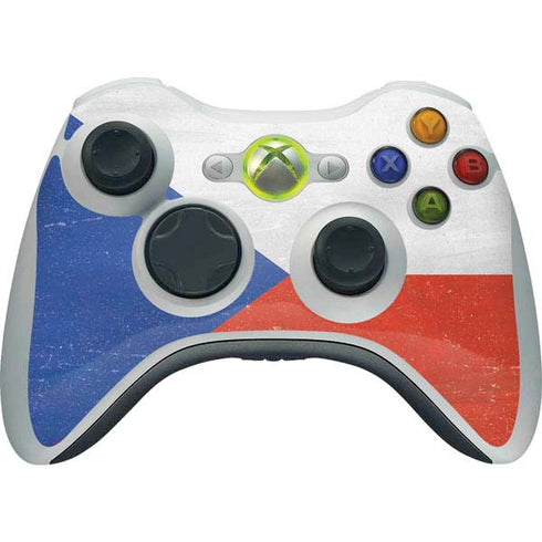 Czech Republic Flag Distressed Xbox 360 Wireless Controller Skin