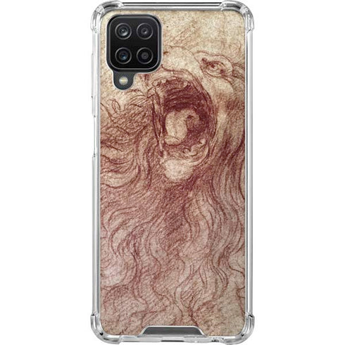 Leonardo da Vinci Sketch of a roaring lion Galaxy A12 Clear Case