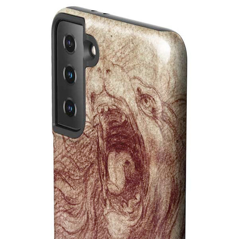 Leonardo da Vinci Sketch of a roaring lion Galaxy S21 Plus 5G Pro Case