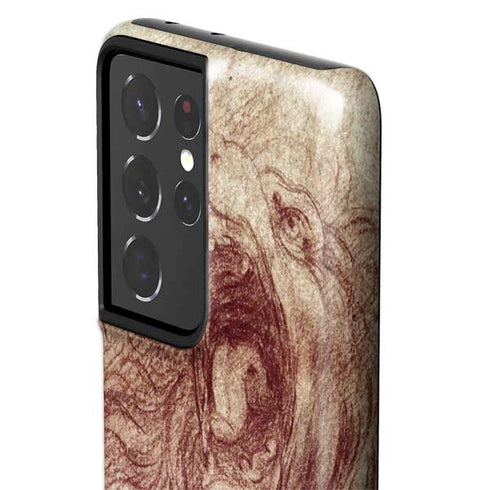 Leonardo da Vinci Sketch of a roaring lion Galaxy S21 Ultra 5G Pro Case