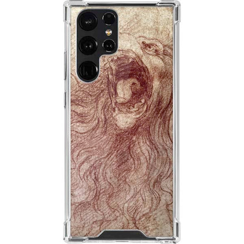 Leonardo da Vinci Sketch of a roaring lion Galaxy S22 Ultra Clear Case