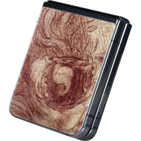da Vinci - Sketch of a roaring lion by Da Vinci Galaxy Z Flip5 5G Skin