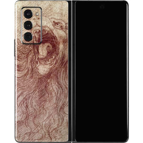 Leonardo da Vinci Sketch of a roaring lion Galaxy Z Fold2 5G Skin