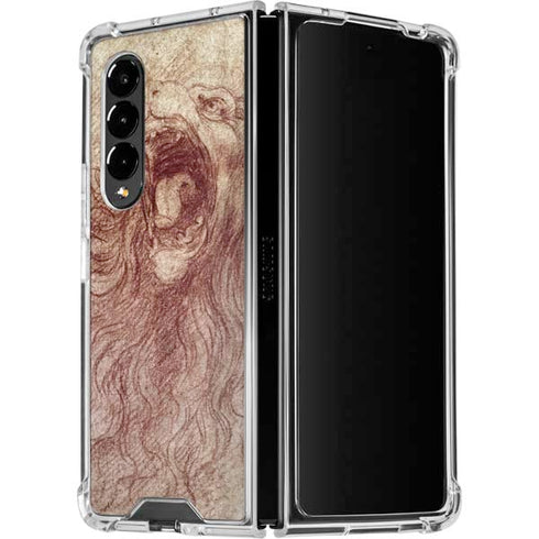 Leonardo da Vinci Sketch of a roaring lion Galaxy Z Fold4 5G Clear Case