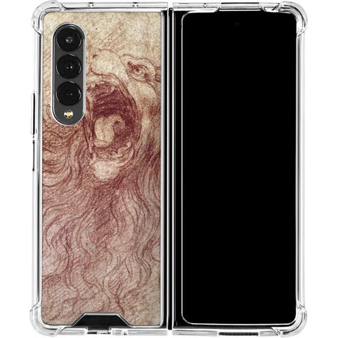 Leonardo da Vinci Sketch of a roaring lion Galaxy Z Fold4 5G Clear Case