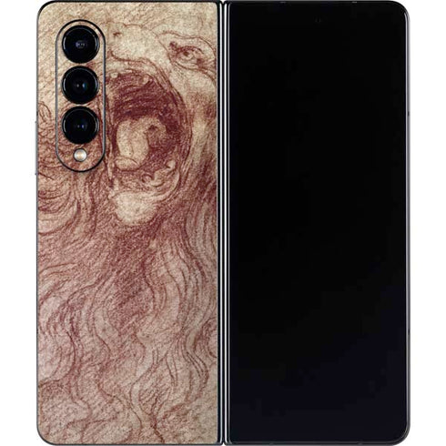Leonardo da Vinci Sketch of a roaring lion Galaxy Z Fold4 5G Skin