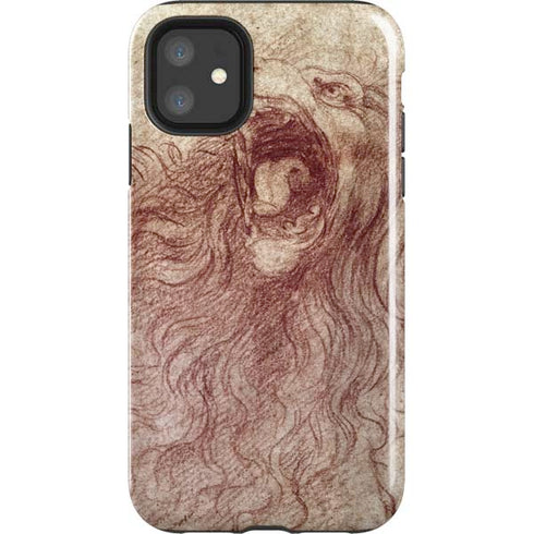 Leonardo da Vinci Sketch of a roaring lion iPhone 11 Impact Case