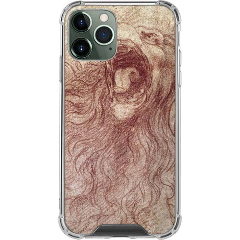 da Vinci - Sketch of a roaring lion by Da Vinci iPhone 11 Pro Max Clear Case
